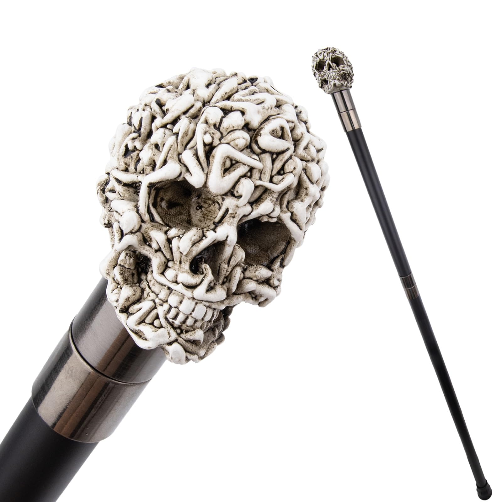 Einzigartiger Geschnitzter Gehstock für Damen und Herren – Totenkopf-Griff