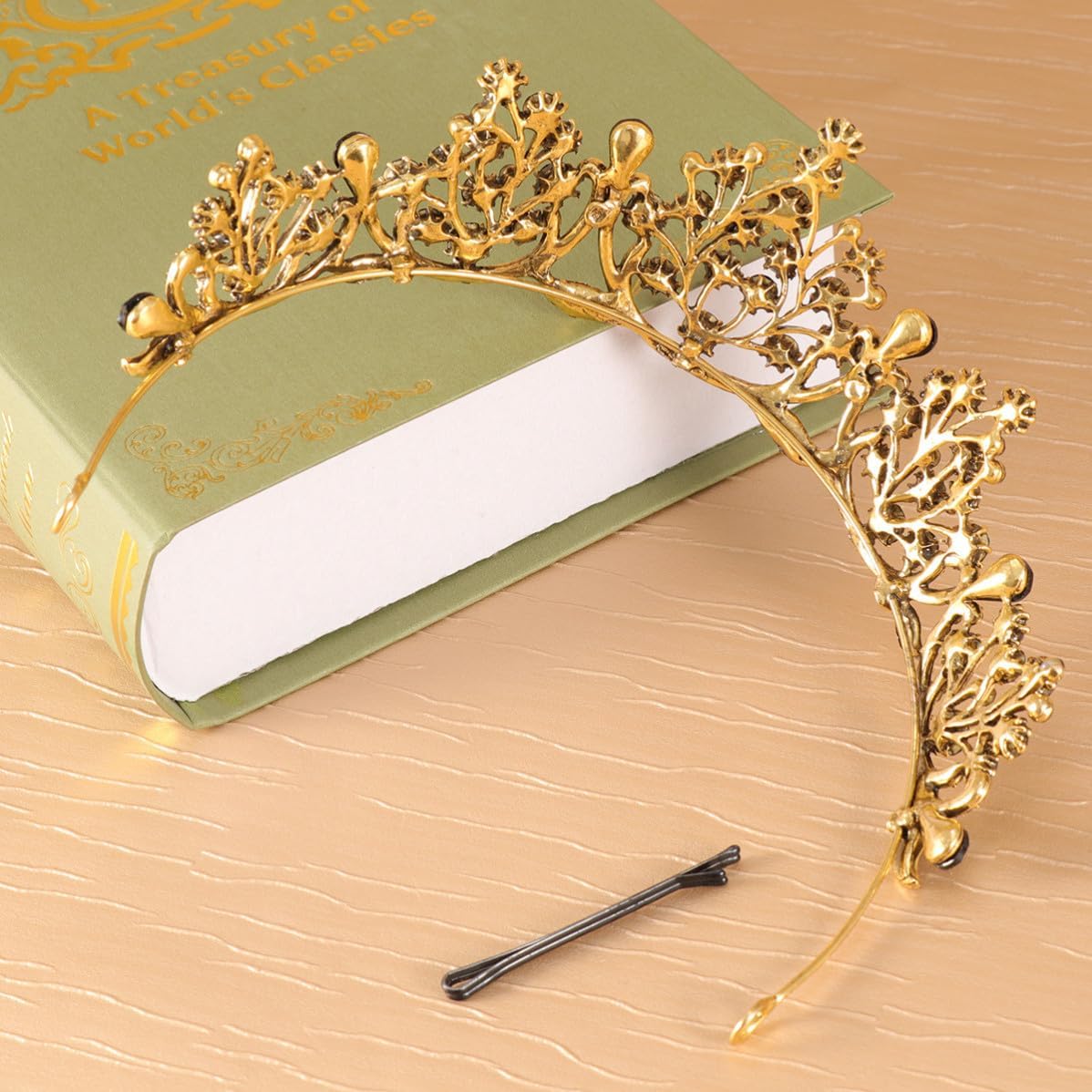 VANZACK Baroque Crystal Crown for Women, Retro Alloy Rhinestone Headwear