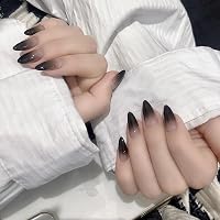 Ruzister Extra Hosszú Műkörmök 24 db - Fekete Színátmenetes Stiletto Műköröm Szett Ragasztóval - Fényes ABS Akril Műköröm Készlet 6