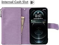 Vista 4 de iCoverCase Funda tipo cartera para iPhone 11 Pro Max con tarjetero y correa para la muñeca, de piel sintética, ranuras para tarjetas, bolsillo