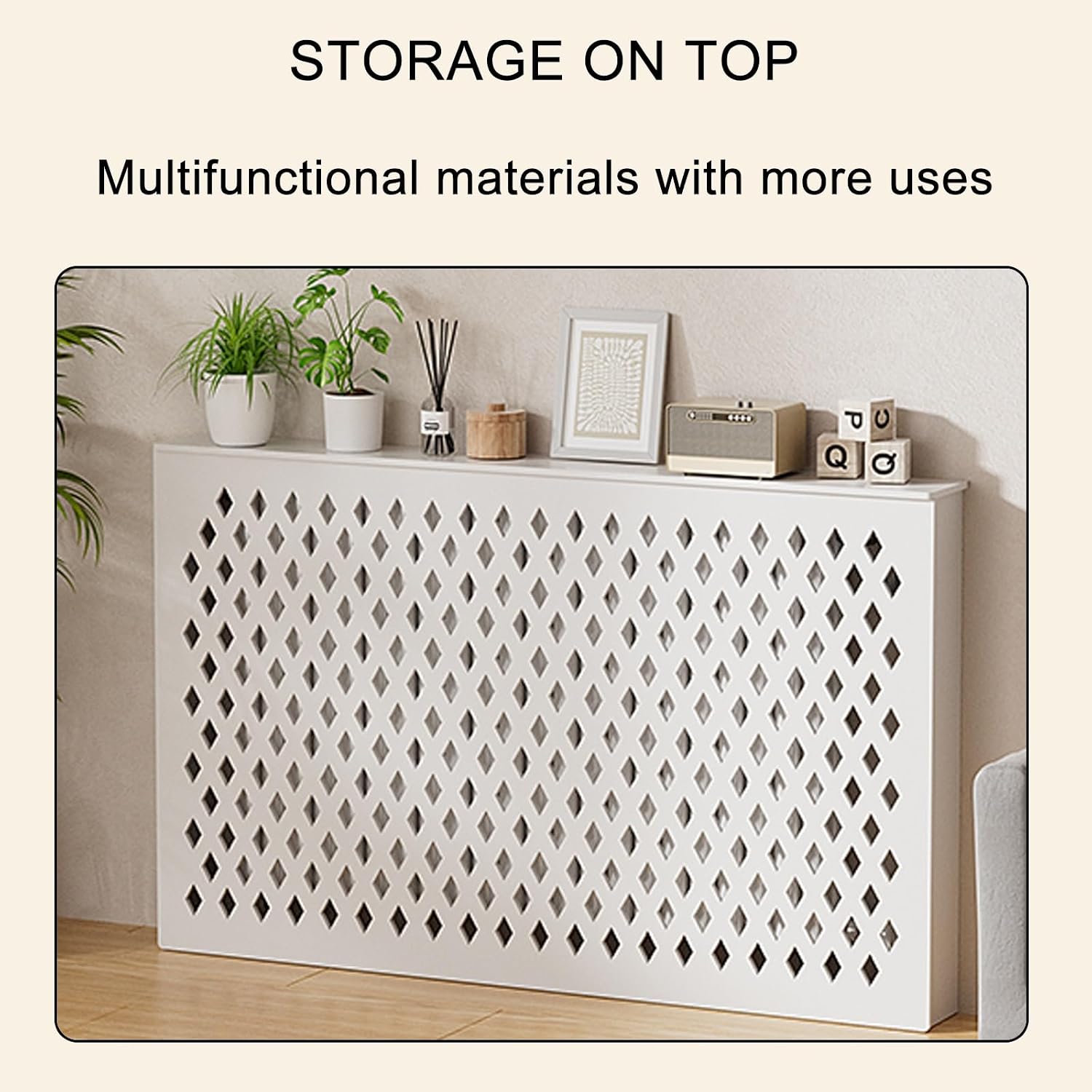Radiator Cover Radiator Shelf Easy Radiator Covers, Modern Style Radiator Cover Easy Snap Connector Suitable for Decorative Living Room Home Easy Assembly(50 * 60 * 15cm/19 * 24 * 6in)