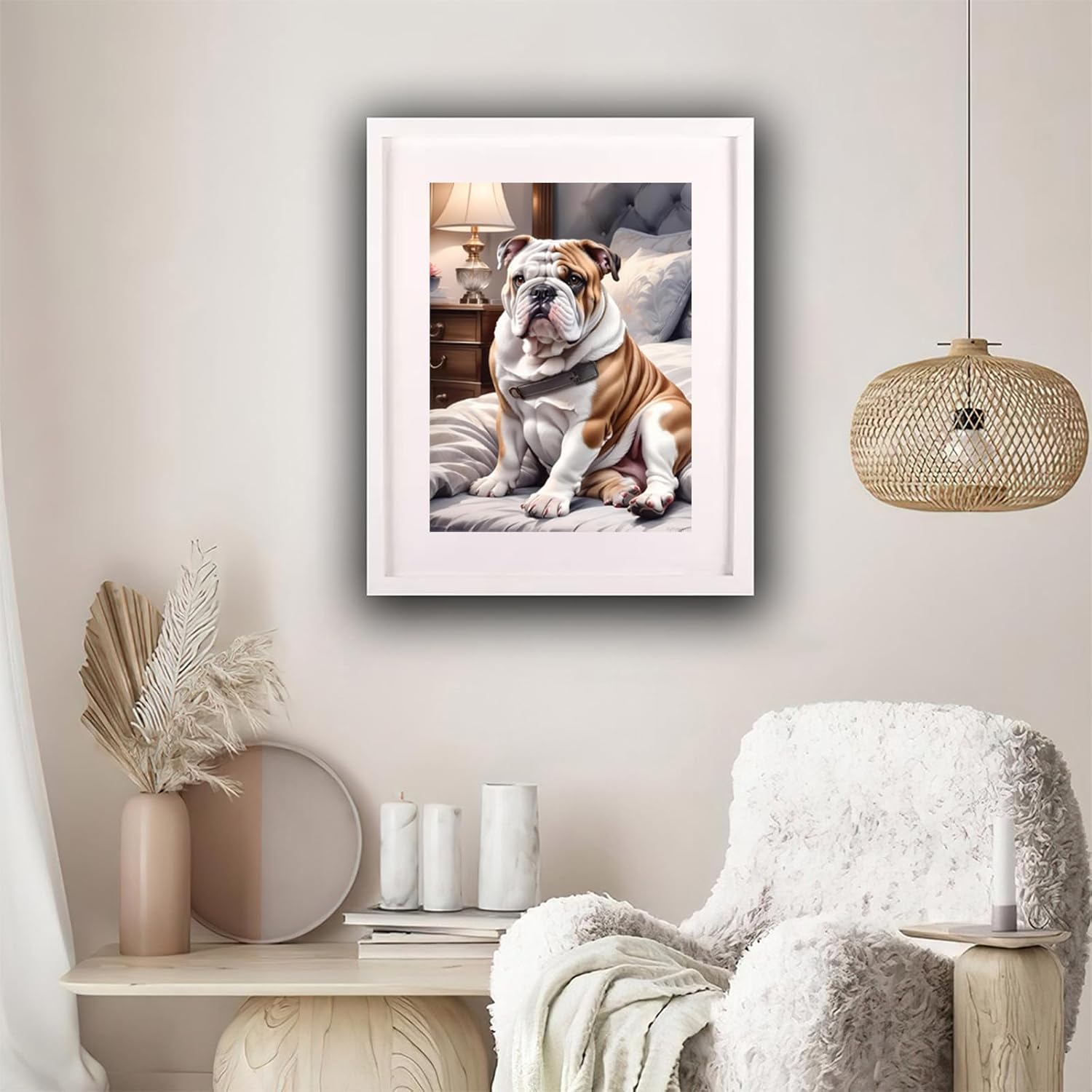 Christmas Gift English Bulldog Dog Diamond Painting Kits for Adults, Diamond Art Full Drill, Dog Crystal Rhinestone Embroidery Craft Kits for Home Wall Decor for New Year Valentine's Day 12x16 inch