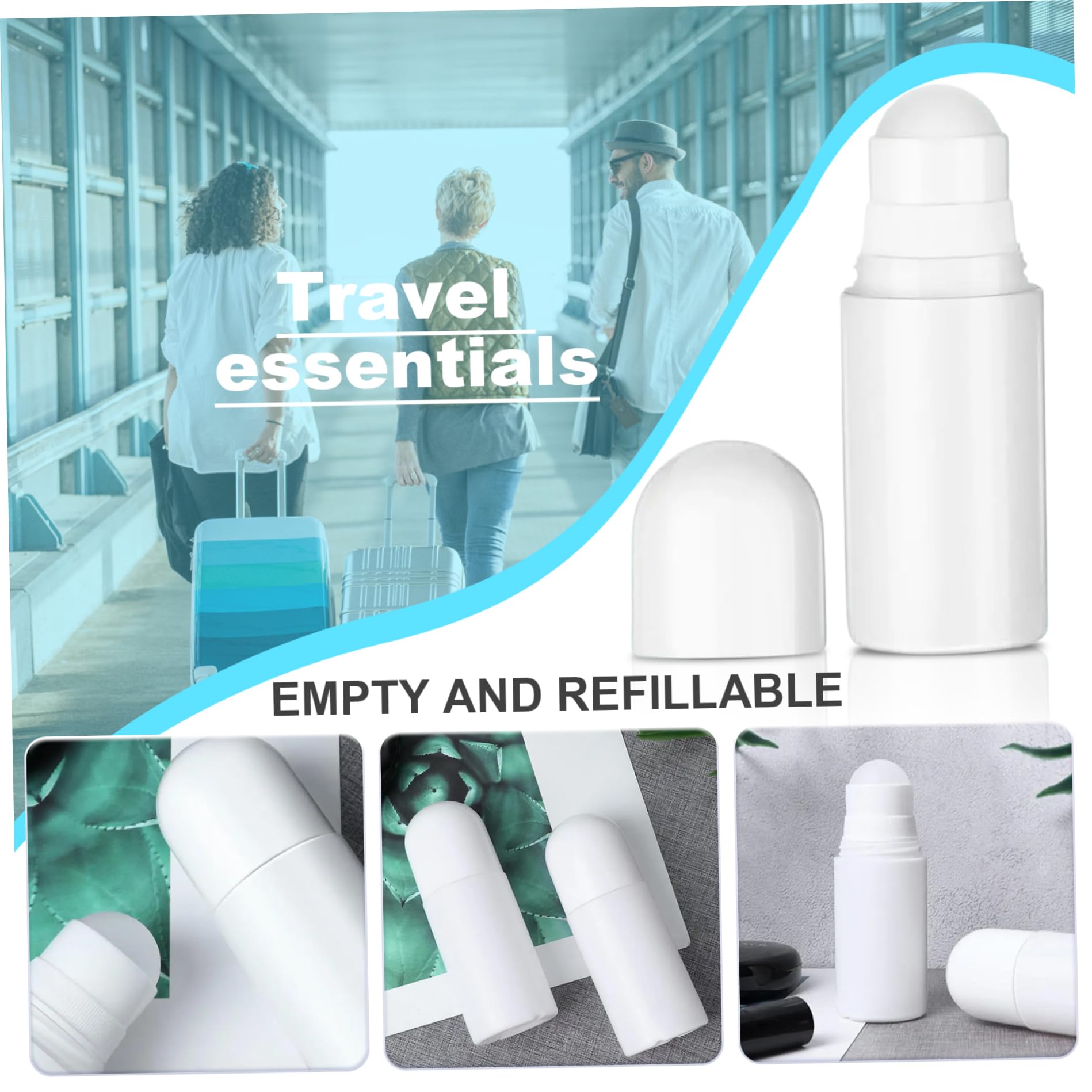 Roll sobre botellas, contenedor de bola de rodillo 2pcs 50 ml Roll en botella vacía recargable botella de rodillo 1.5x3.9in botellas de viaje portátiles para aceite esencial, perfume, protector solar