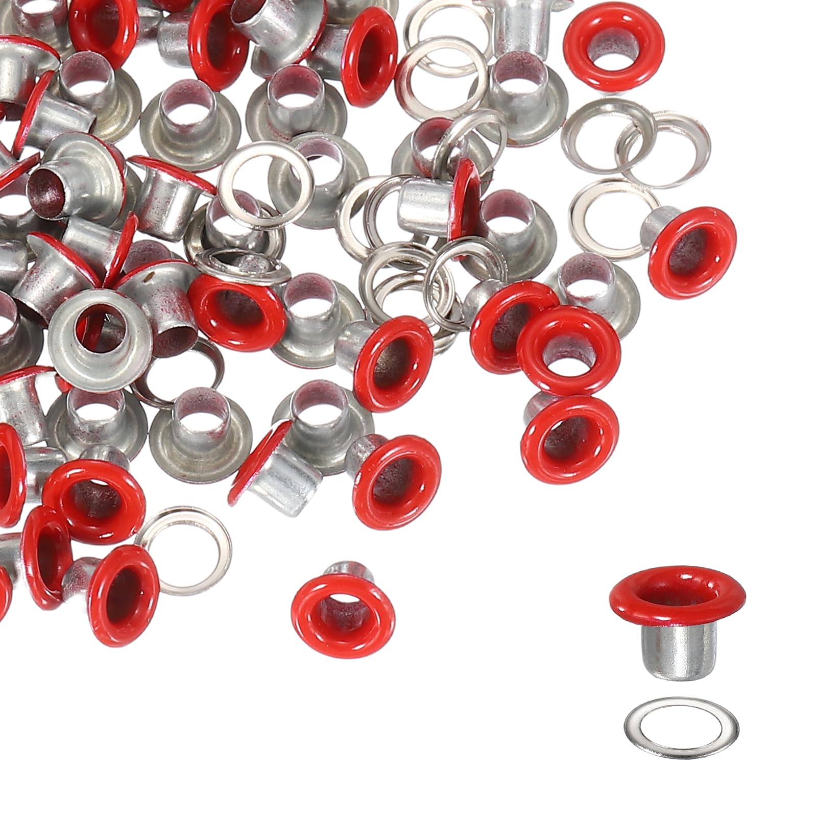 YELARXI Grommets Kit, Metal Eyelets with Washers 4mm 5/32" & 250 Set & Red