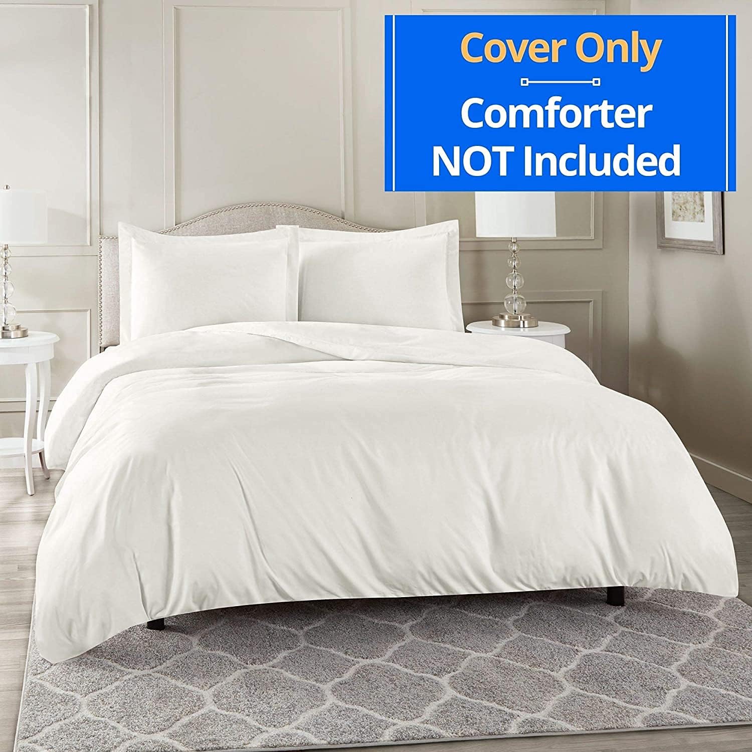 100% Pure Egyptian Cotton Queen White Duvet Cover – 400 Thread Count- 3 Piece- Sateen Weave- Long Staple Combed Cotton-Extra Soft Smooth Silky- Sateen Weave (Queen ,White) : Home & Kitchen