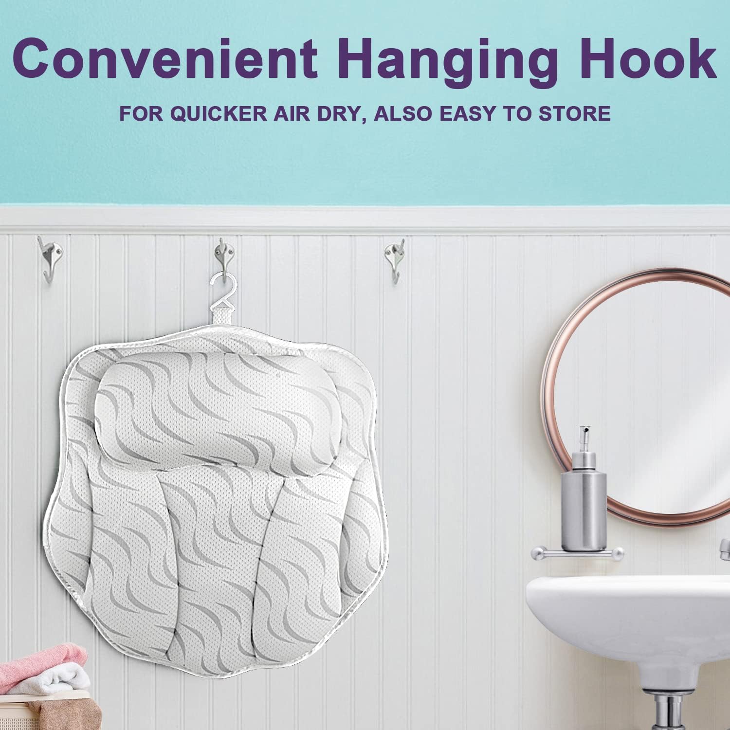 Bath Pillows for Tub Ergonomic Bathtub Pillow, Bath Pillow for Tub Neck and Back Support with 6 Suction Cups, Soft 4D Air Mesh Design Spa Tub Bath Pillow for Women Jacuzzi : Beauty & Personal Care