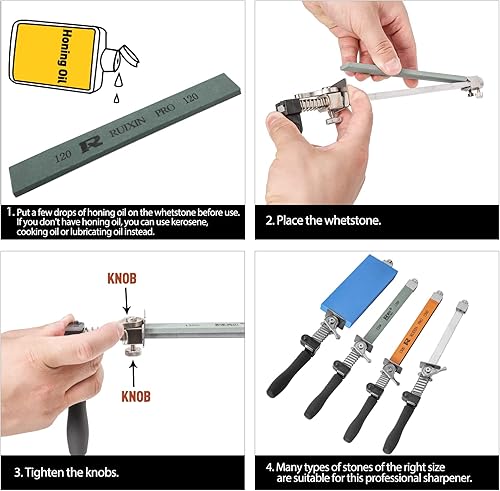 Miniatura 5 de RUIXIN PRO RX-009 - Afilador de cuchillos profesional con 10 piedras de afilar diseño giratorio de 360 ángulo fijo de acero inoxidable para cocina