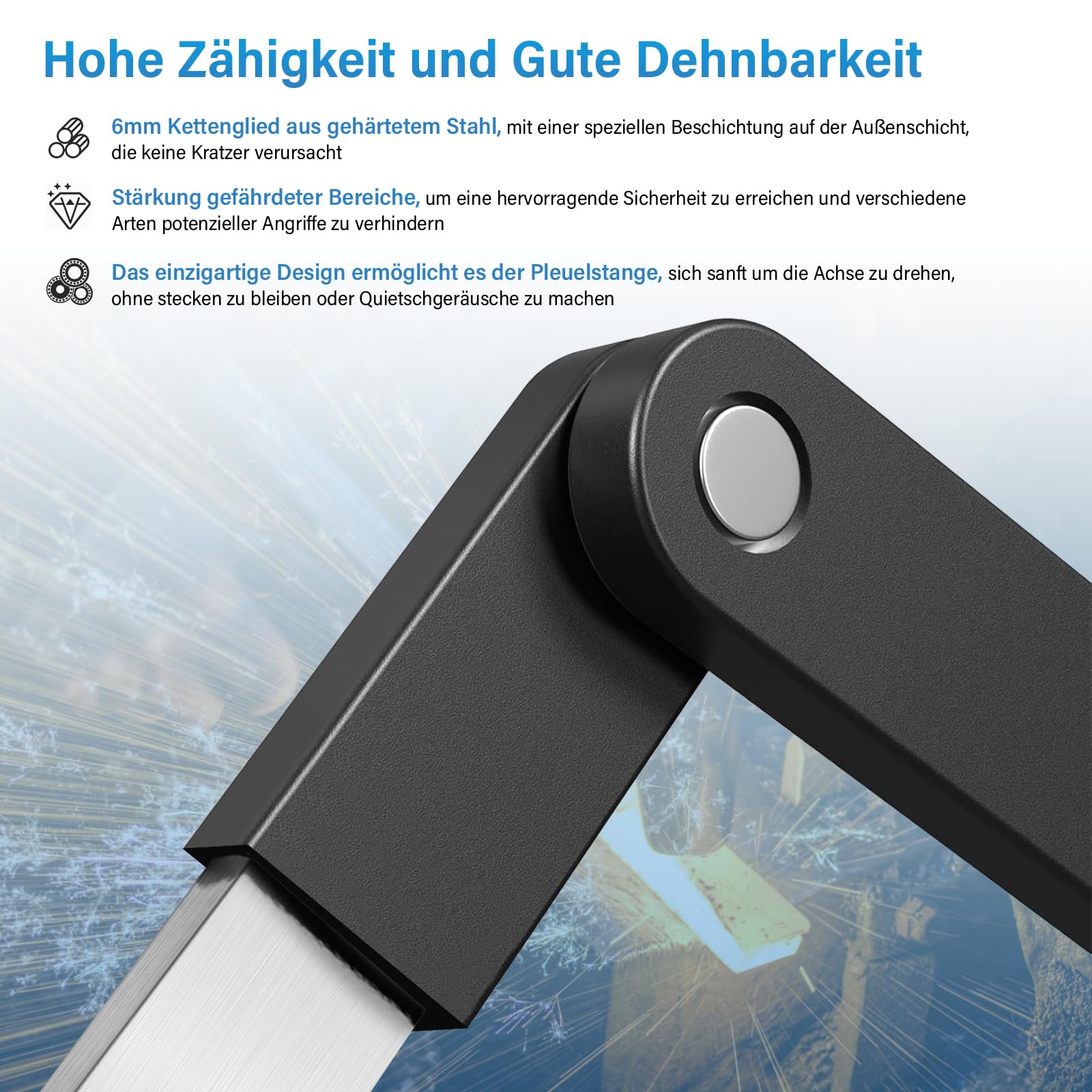 Lucchetto Pieghevole per Bici,80 cm 6 Nodi Lucchetto Bicicletta Antifurto, con Supporto e 3 Chiavi di Sicurezza, Portatile Piegatura Catena Bici, per Bicicletta, Moto，E-Scooter