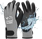 100%!W(MISSING)aterproof Gloves for Men and Women, Winter Work Gloves for Cold Weather, Touchsreen, Thermal Insulated Freezer Gloves, With Grip, Grey, Large