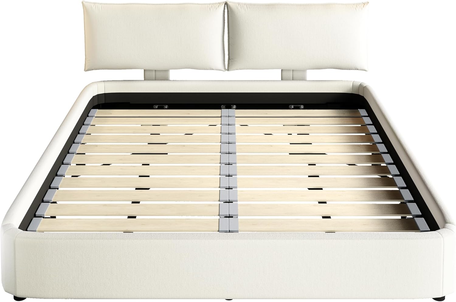 Cloud Bed Frame King with Adjustable Headboard,Soft Chenille King Size Upholstered Bed Frame,Modern Cloud Platform Design for Adults, Padded Cornerst,Strong Support Slats,Beige
