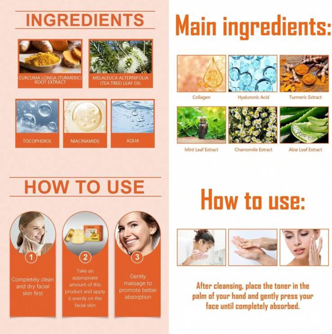 Turmeric Refreshing Toner, Deep Moisturizing with Hyaluronic Acid & Natural Turmeric, Evens Skin Tone, Anti-Wrinkle, Long-Lasting Hydration, Soothing, All Skin Types - Image 3