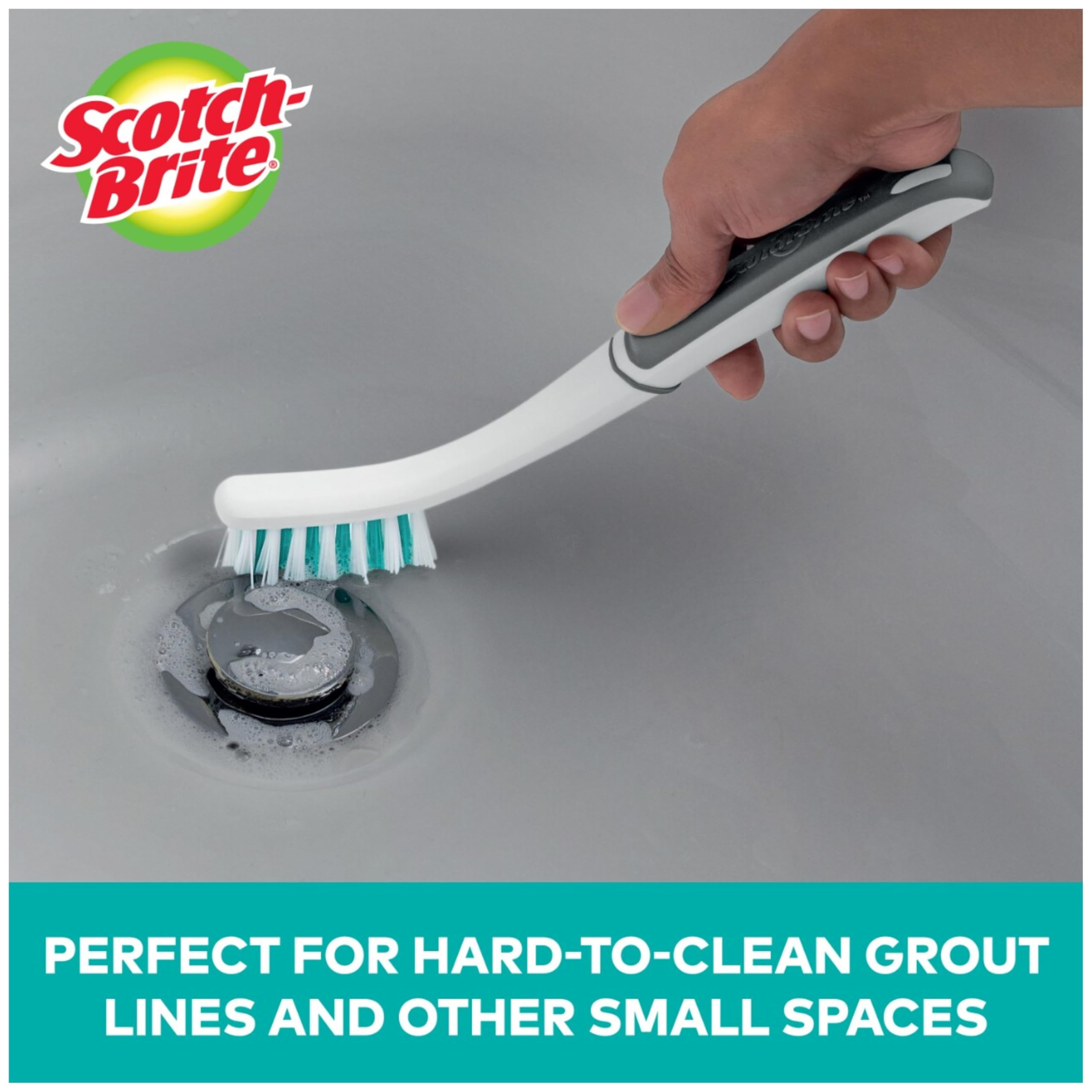 Scotch-Brite Tile & Grout Brush, Strong Bristles to Scrub Away Grime, (6 Brushes Total), White - Image 2