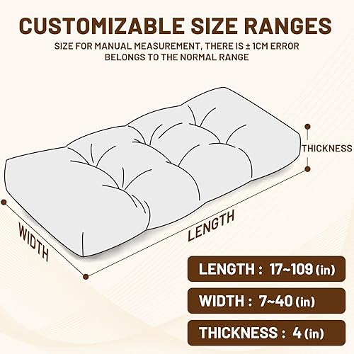Miniatura 6 de BayHomes Cojines de banco personalizados para muebles de interior y exterior, cojín antideslizante para asiento de banco de ventana, cojín grueso y