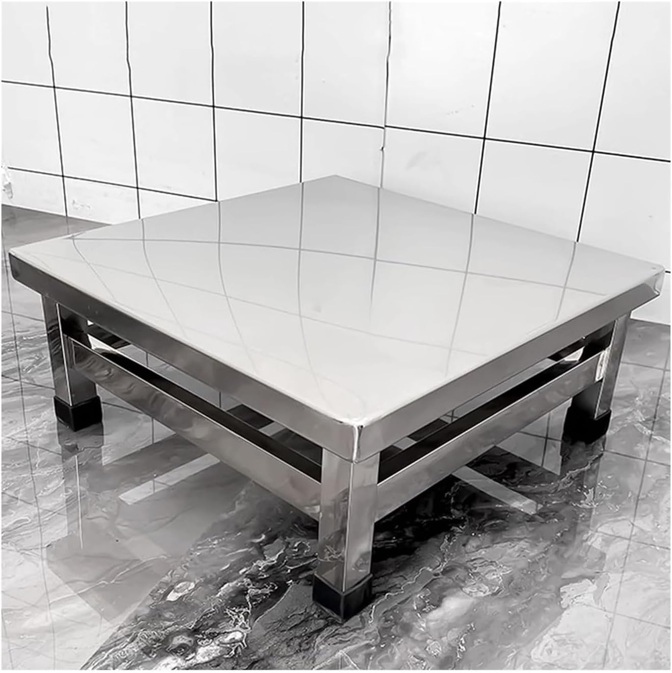 MXL&LJB Heightened Air Conditioner Base, Stainless Steel Pallet Cargo Storage Racks, One-Piece Square Pot Shelf Planter Holder for Home Warehouse Supermarket(45x45x20cm)