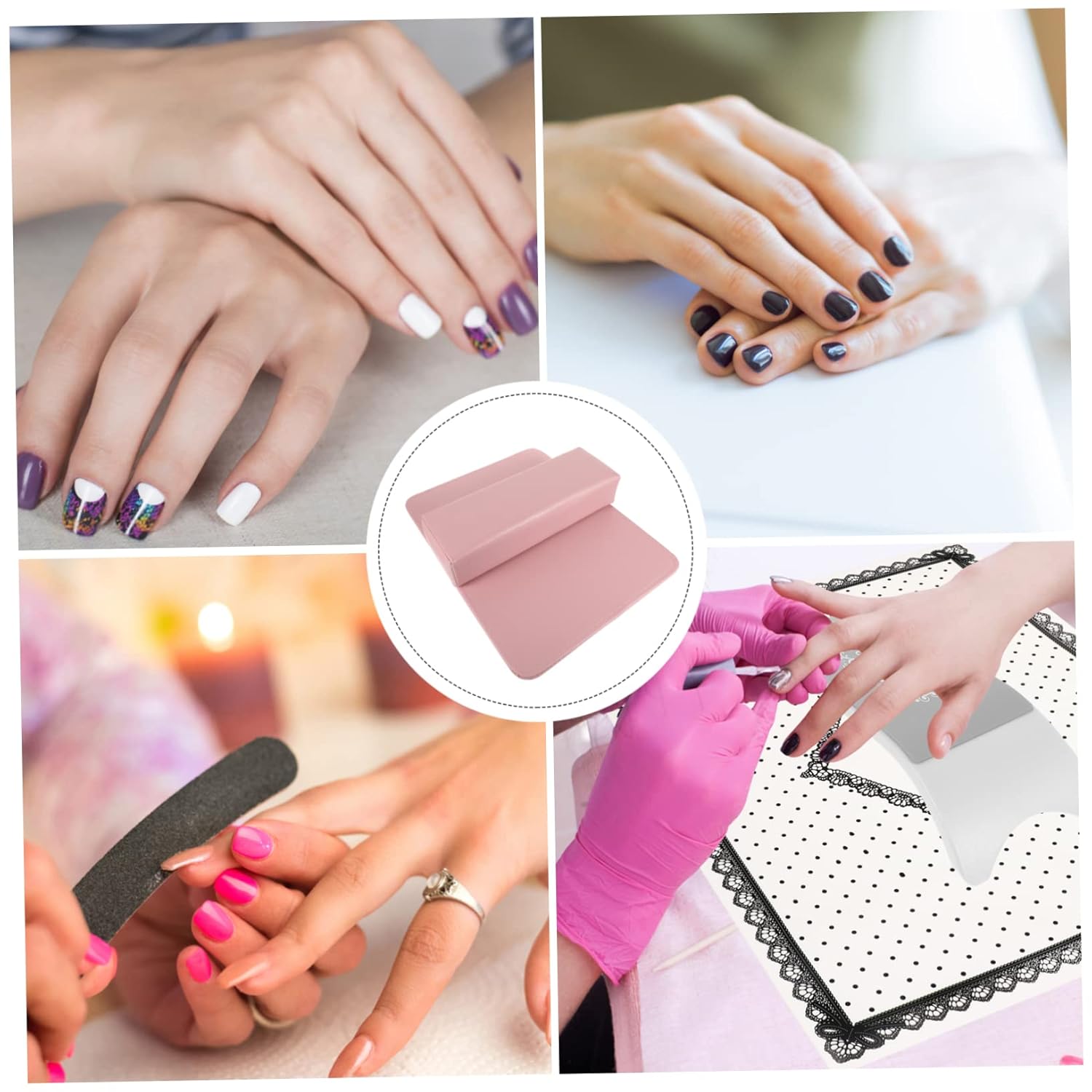 2pcs Nail Hand Rest Pu Leather Manicure Hand Pillow Wrist Cushion for Comfortable Nail Art Washable Detachable Design for Easy Use for Salon Home Use