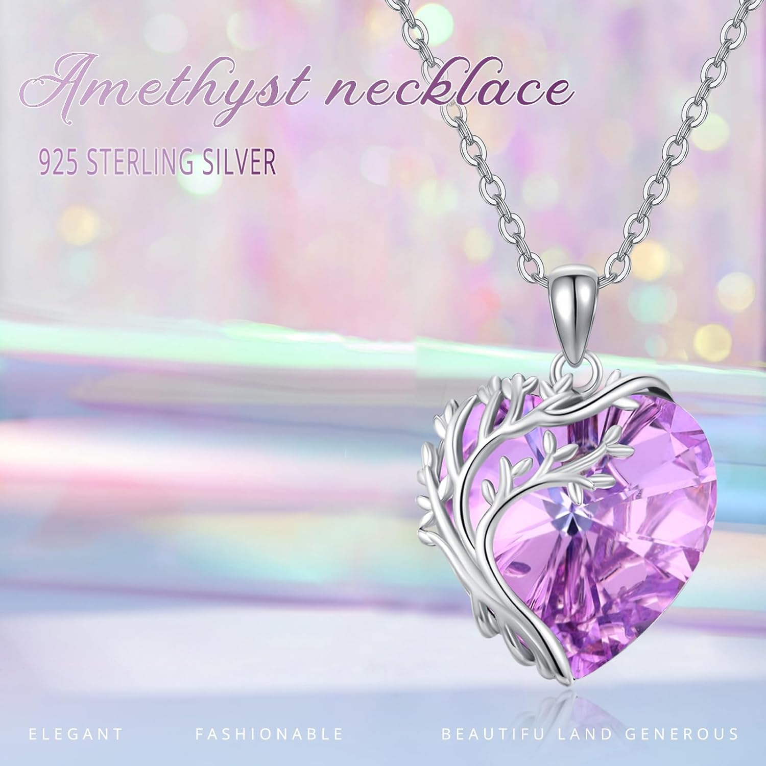 Tree of Life Necklace for Women 925 Sterling Silver Crystal Tree of Life Pendant Necklace Crystal Pendant Jewelry Gift for Women - Image 6