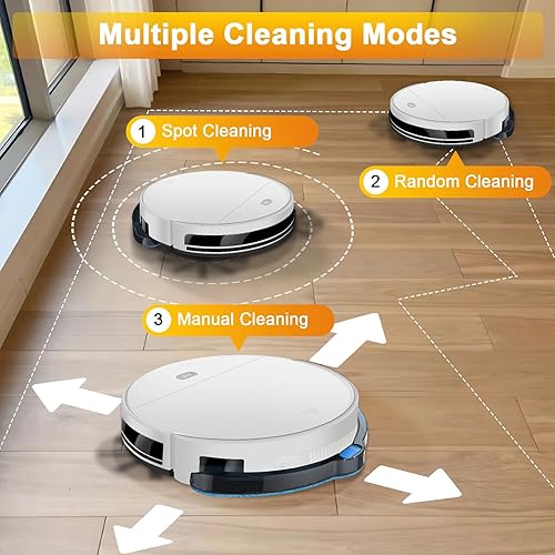 Miniatura 8 de Robot aspirador y trapeador súper delgado, aplicación de potencia de succión silenciosa, control de altavoz IA de Tienda y Google, recarga