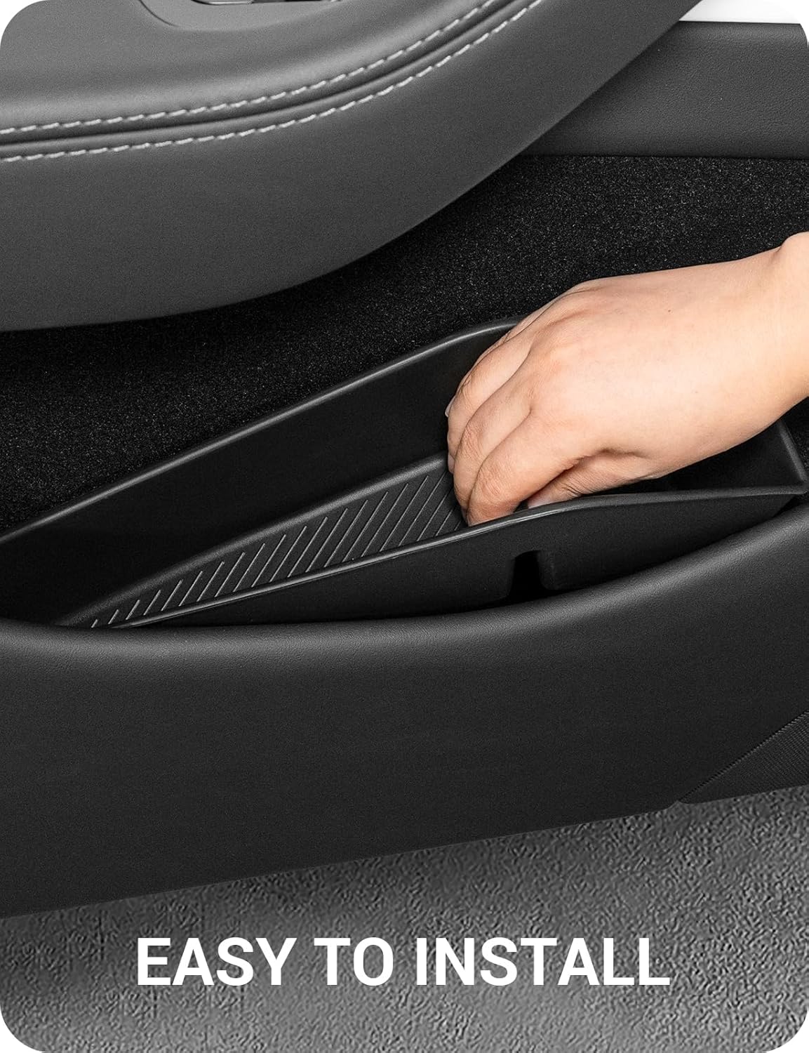 BASENOR 2026 Tesla Model Y Juniper Door Side Storage Box, (Emergency Button Safety) Door Side Pocket Organizer Tray, Waterproof TPE Front & Rear Slot Pocket Liners for 2025 2026 Model Y Juniper