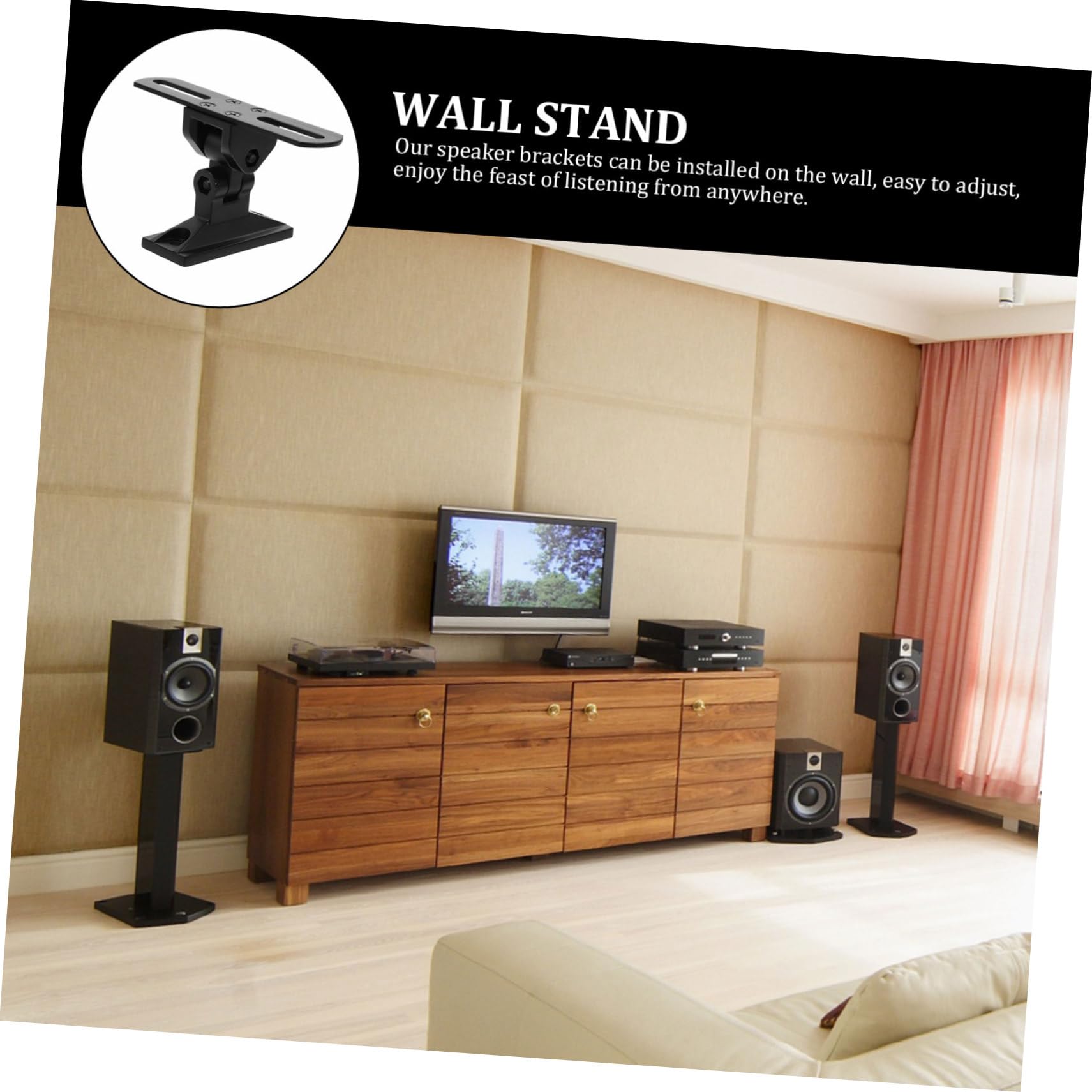 Soporte de Pared Ajustable para Altavoces Rotativos Montaje para Sonido para Sala de y Dormitorio