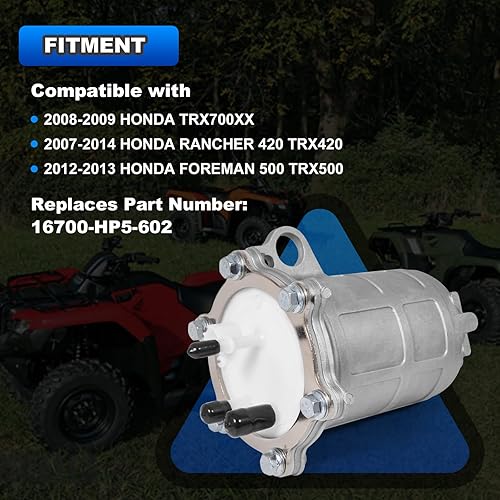 Miniatura 2 de Bomba de combustible compatible con modelos Honda ATV 2007-2014 (Rancher 420, Foreman 500, TRX420, TRX500, TRX700XX) – Reemplazo # 16700-HP5-602