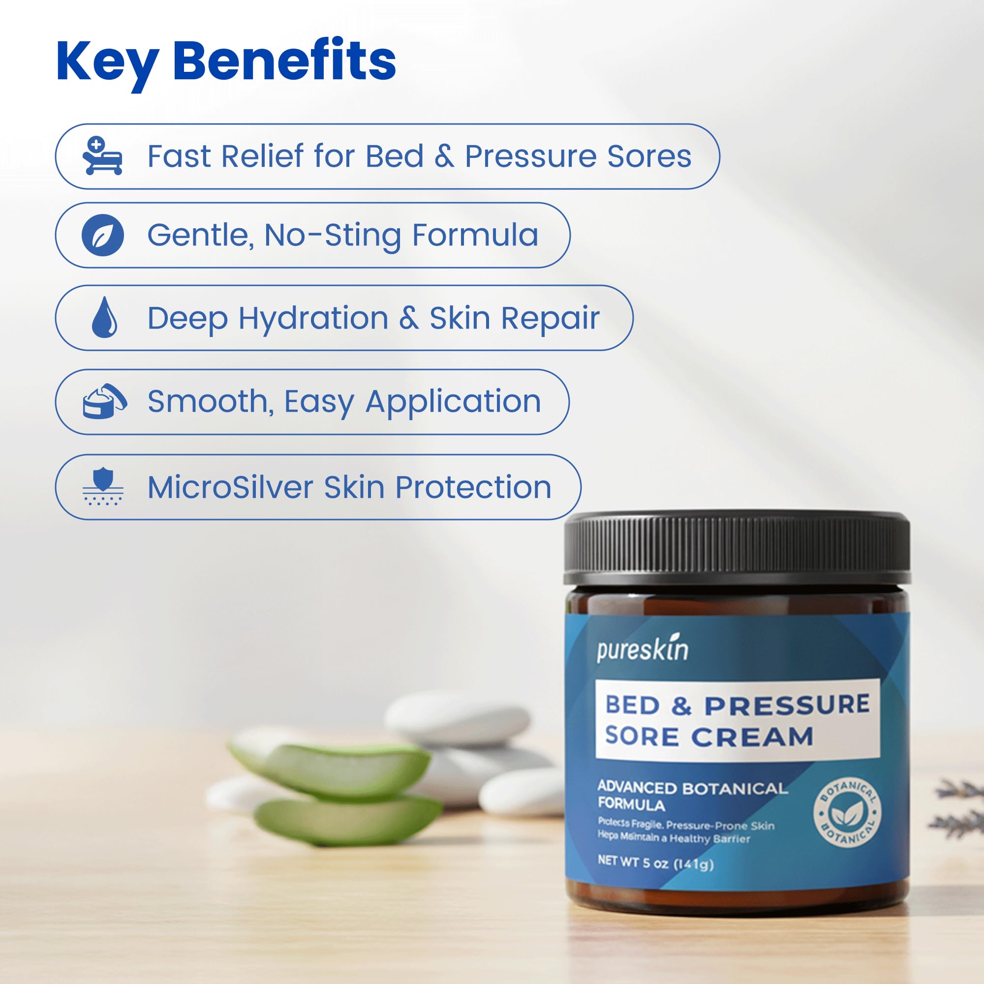 PURESKIN Bed Sore Cream with Soothing Barrier Care, 5 oz