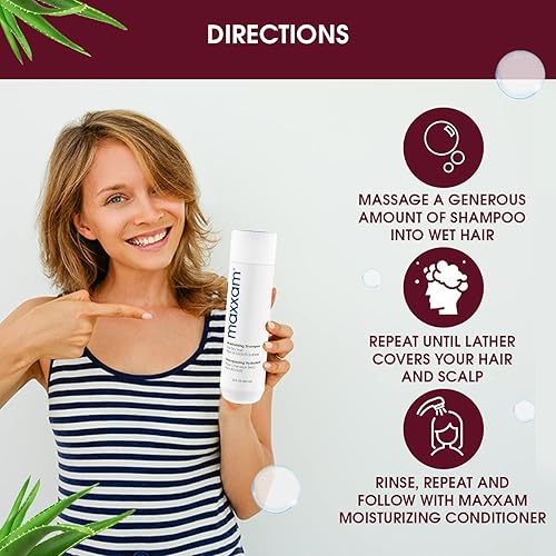 Miniatura 6 de Maxxam Champú hidratante para cabello teñido sin sulfato, suave champú sin sulfatos con aloe para la mayoría de tipos de cabello como seco o fino, 8