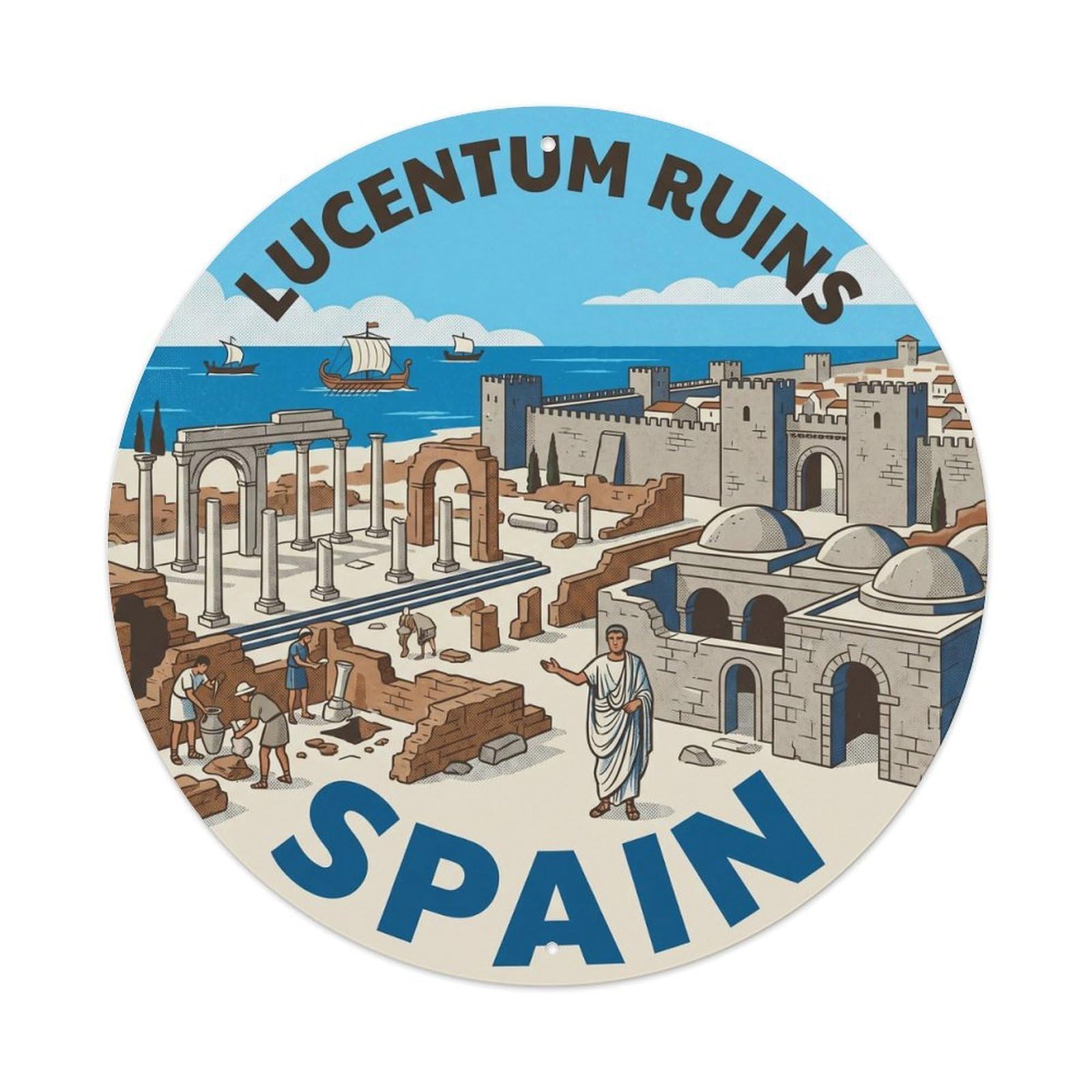 Alicante Lucentum Ruins Spain Landmark Travel Metal Tin Sign