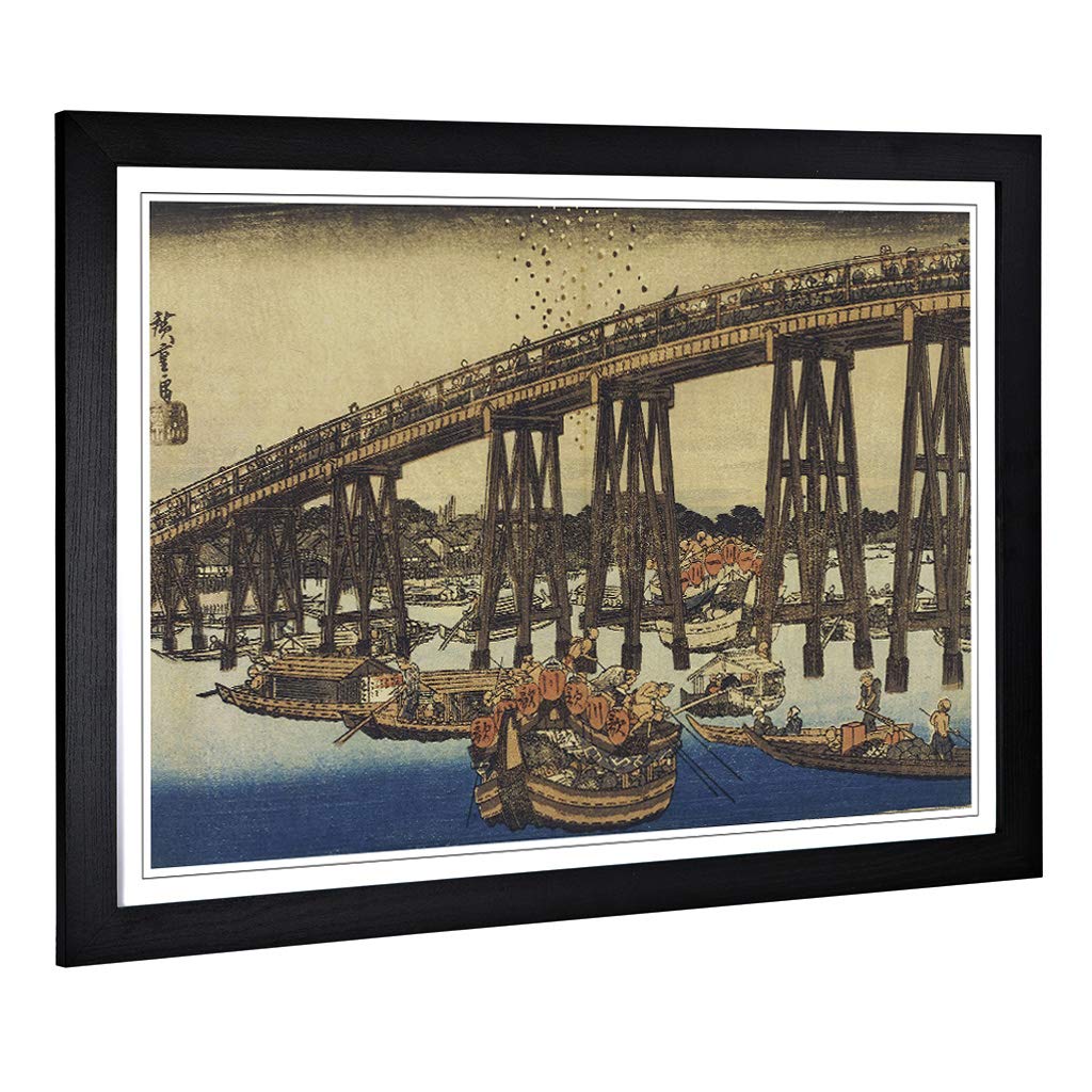 Big Box Art Framed Print of Hiroshige Japanese Oriental (29) Design | Wall Art Picture | Home Decor for Kitchen, Living Room, Bedroom, Hallway, Black, A2 / 24.5x18 Inch / 62x45cm