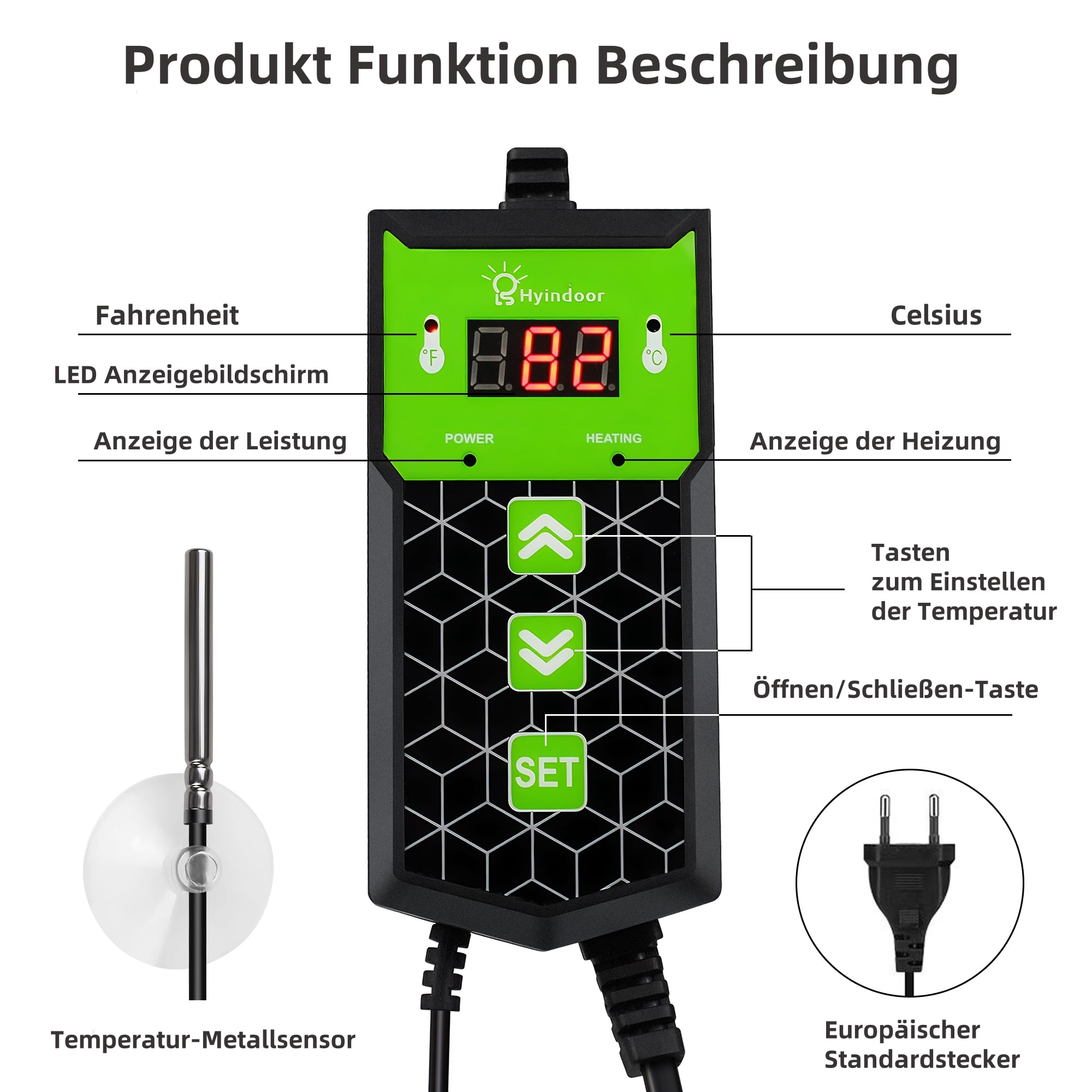 Hyindoor Heizmatte mit Thermostat wasserdichte Sämling Wärmematte Heizmatte Pflanzen Heizkissen für Sämling Germination Innengarten Gewächshaus, 27 x 50cm