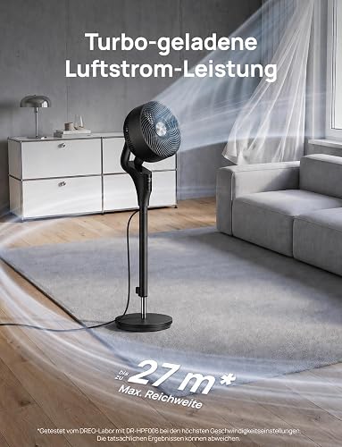 Dreo 20 dB Silent Standing Fan for Bedroom, 42" Pedestal Fans with Remote, 90° Oscillating, 90° Manual Vertical Cooling Fan, 8 Speeds, Adjustable Height, 8H Timer, Child Lock, LED Display[Upgraded] - 3