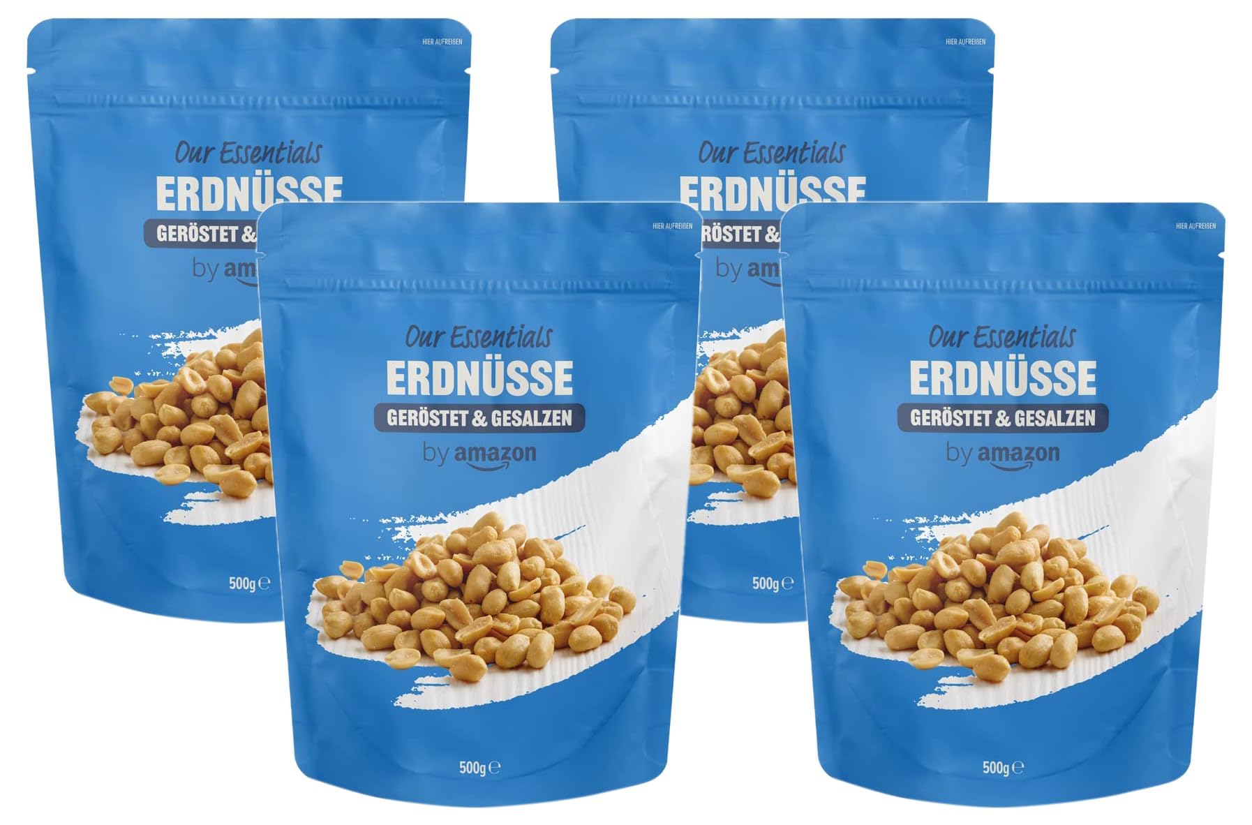 by Amazon Erdnüsse geröstet & gesalzen, 500g (1er-Pack) (Packung mit 4)