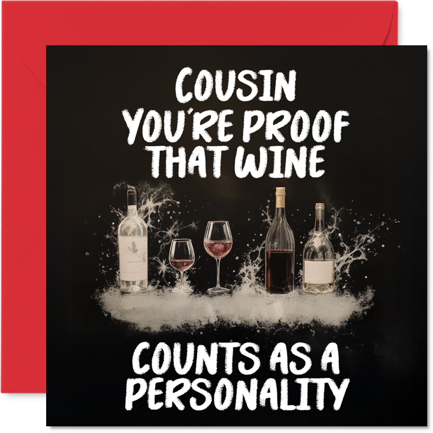 Cousin Birthday Card - Personality of Wine - Happy Birthday Card for Cousin from Family Relative, 145mm Personality of Wine Bday Greeting Cards