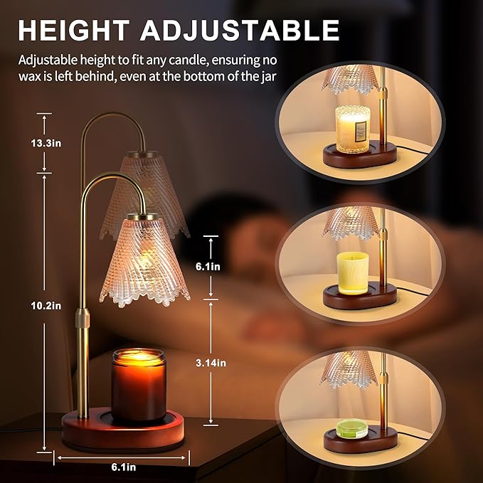EUAONYA Candle Warmer lamp with Timer & Dimmer Birthday Gifts for Women Mom, House Warming Gifts New Home Decor, Wax Melt Warmer for Jar Candles, Home Bedroom Decor with 2 Bulbs(Leafy Amber) photo 2