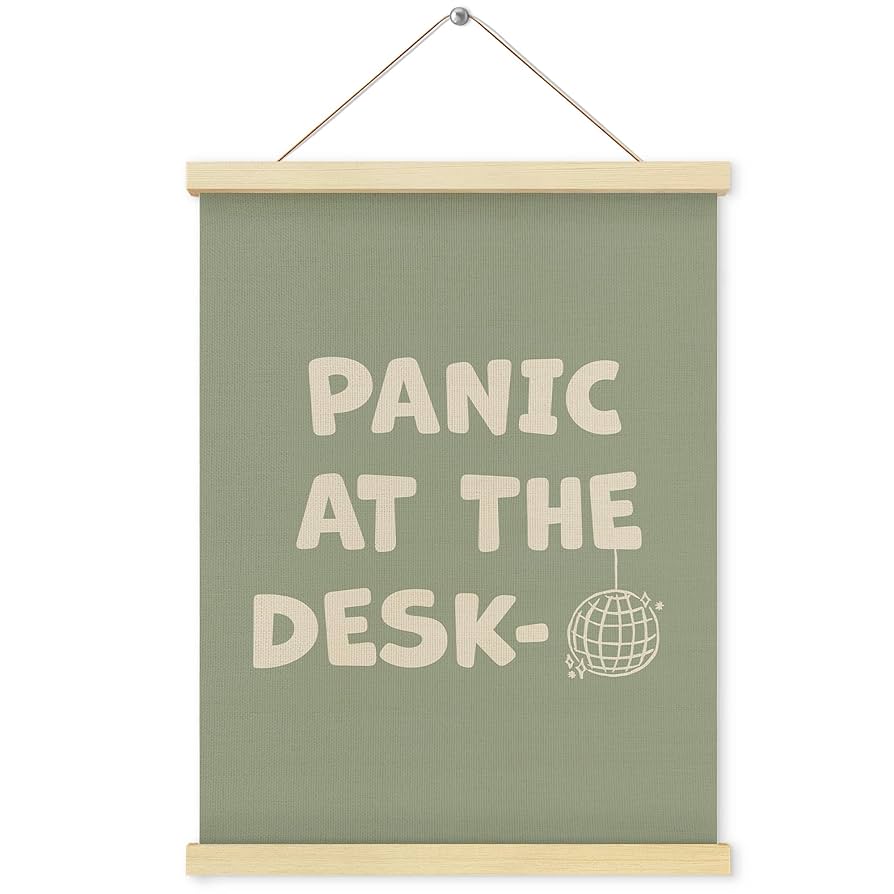 Shrago Cute Cubicle Wall Decor, Sage Green Office Cubicle Decor,Work Humor Mental Health Poster Hanger Frame，Panic at the Desk for Home Office Cubicle Wall Art, 12x16 Inch