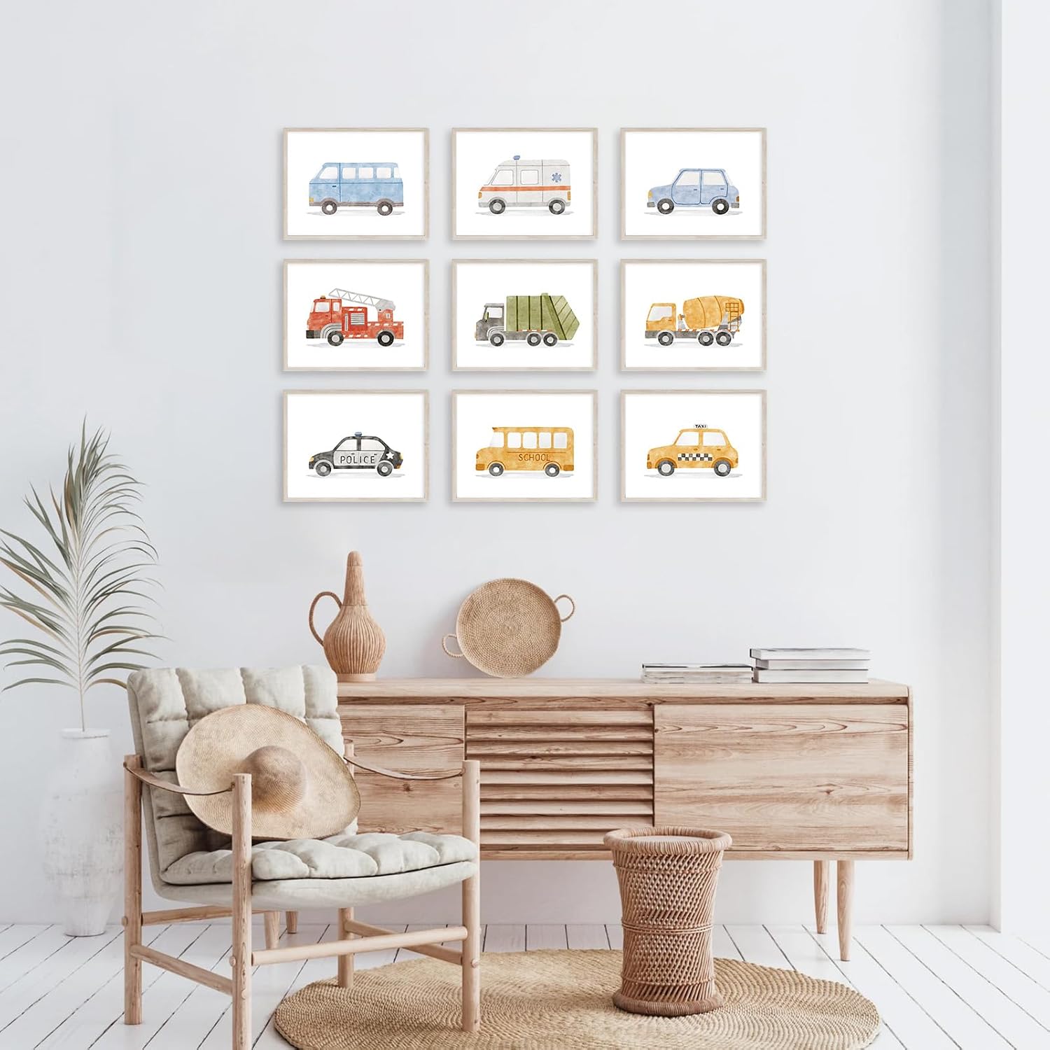 Aroutde 9Pcs Transport Nursery Room Decor Set of 9 Construction Bedroom Room Decor Toddler Boy Transport Vehicle Canvas Wall Art Playroom Decor for Kid Boys Room Decoration 8x10inch (Unframed) image 5