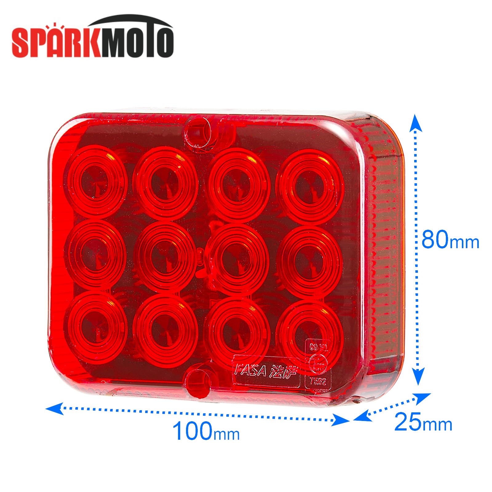 1 x tylne światło przeciwmgielne LED, światło przeciwmgielne, czerwone 12 V, znak kontrolny E, wodoszczelne, do samochodów osobowych, traktorów, przyczep kempingowych, tylnych świateł