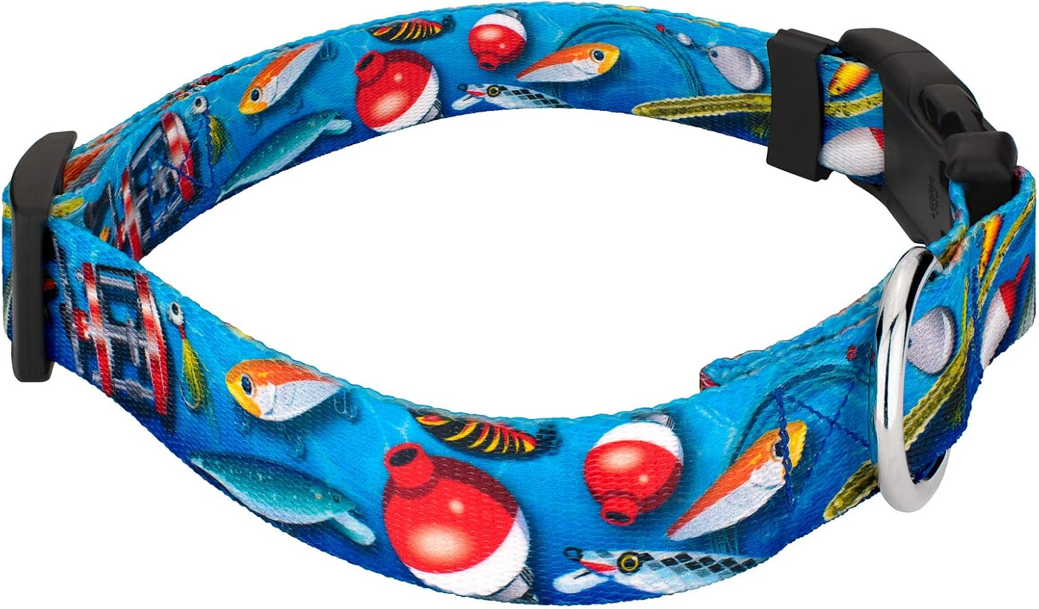 Country Brook Petz - Gone Fishin' Everyday Dog Collar and Leash - Sports and Athletics Collection Featuring Spirited Designs (1 Inch, Large)