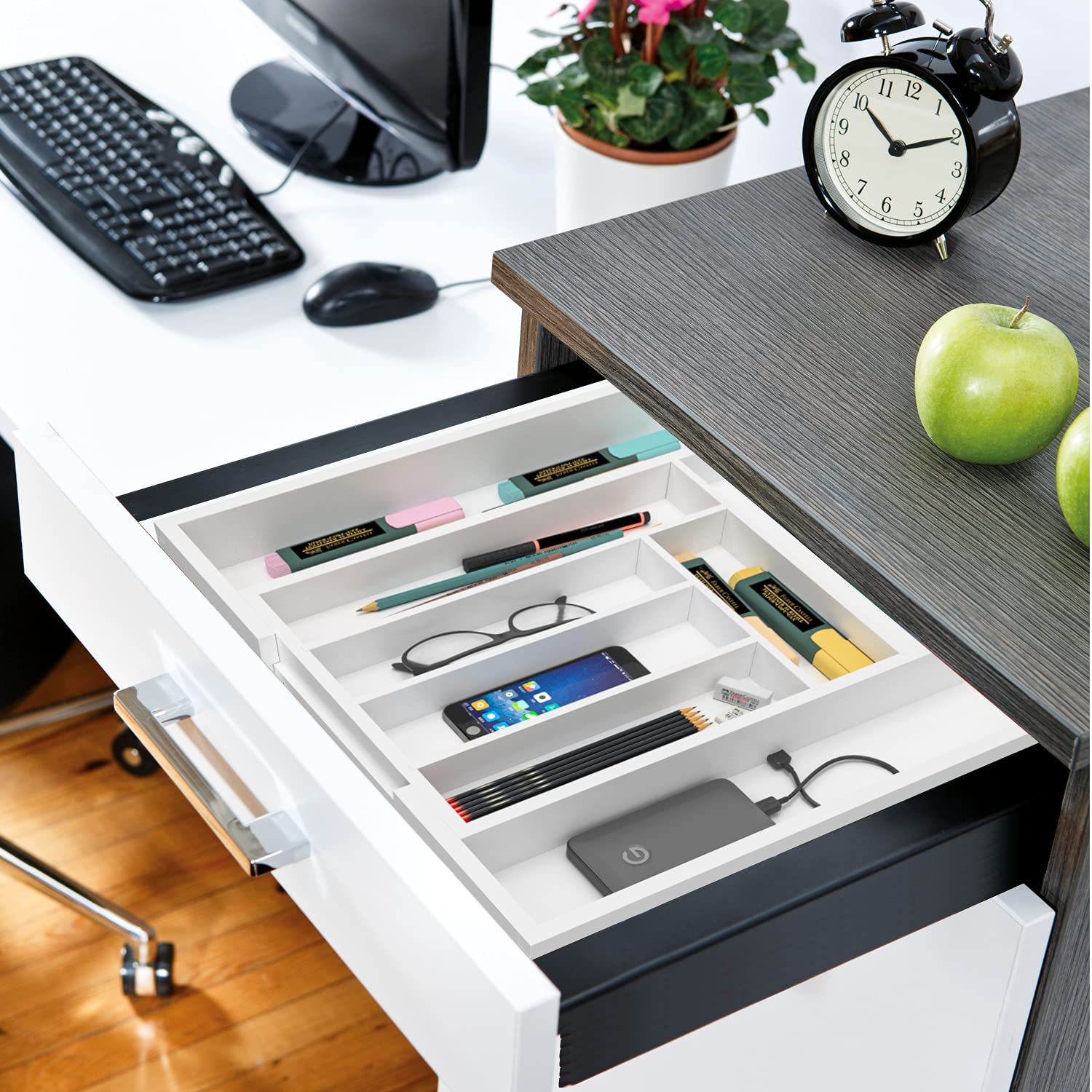 55 OFF Threshold™ Bamboo Drawer Organizer White 13.9” x 9.96” 1.8