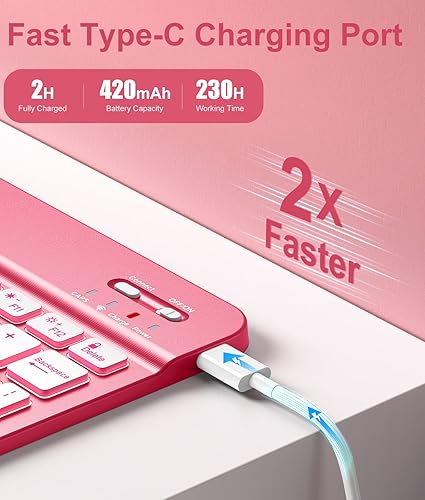 Vista 51 de Hamile Funda para iPad de 11ª y 10ª generación con teclado - 7 colores retroiluminados Inalámbricos Desmontable Folio Funda de teclado con soporte