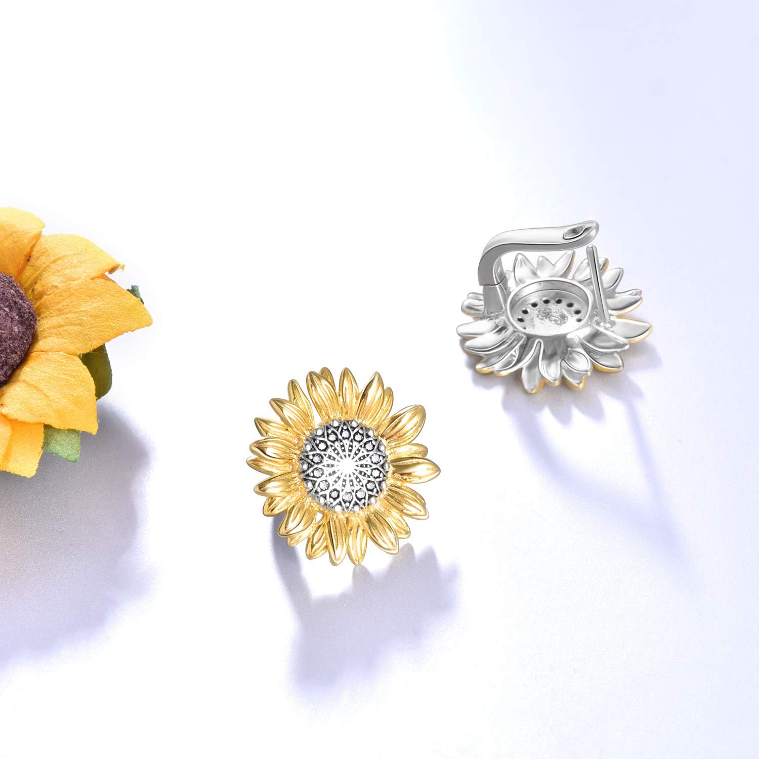 Sunflower Earrings for Women 925 Sterling Silver Hoop Earrings You Are My Sunshine Jewelry Birthday Gifts for Her - Image 4