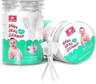 dearlomum Baby Tongue Cleaner, Newborn Toothbrush, 48PCS Disposable Infant Clean Mouth,Gauze Gum Cleaner Baby Oral Cleaning Stick Dental Care for 0-36 Month