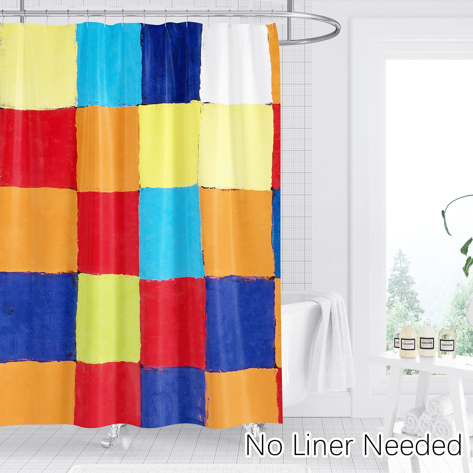 Berkin Arts Bathroom Shower Curtain Set 70x70 Inch Waterproof Polyester with Hooks Pop Art Vibrant Expressive Colours Vivid Colors (Color Chart by Paul Klee) - Image 3