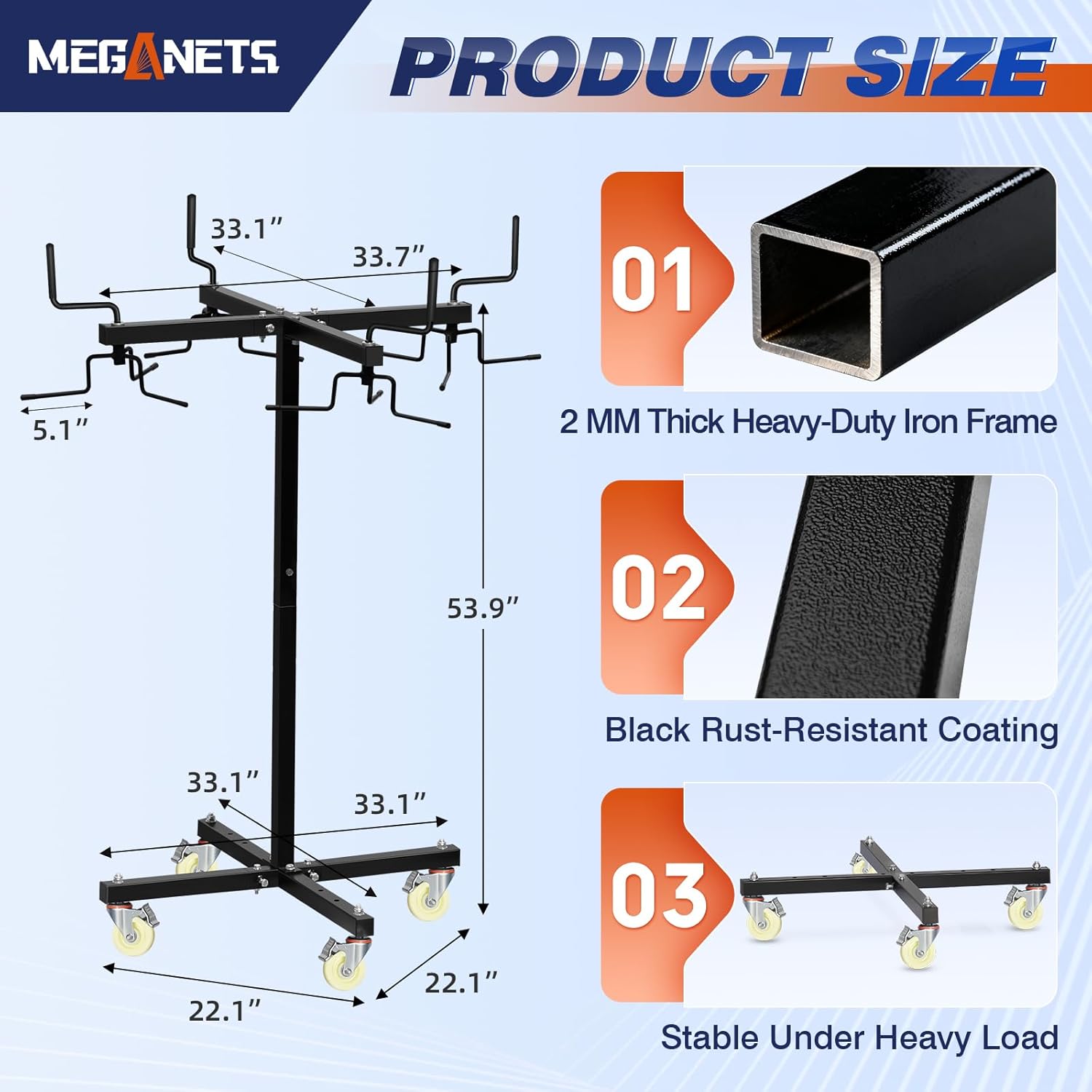 Movable Sports Net Storage Rack with Lockable Wheels, Heavy-Duty Holder for Volleyball, Tennis, Pickleball, Badminton Nets, Space-Saving Support Rack with Swivel Handle & Dust Covers