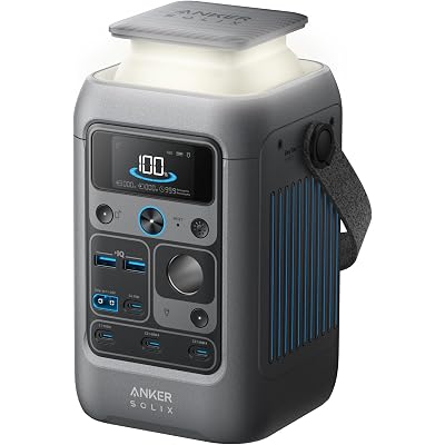 Anker SOLIX C300 DC Power Bank Station, Outdoor 288Wh Portable Power Station, LiFePO4 Battery, 300W Solar Generator, for Camping, Traveling, and Emergencies (No Wall Charger Included)
