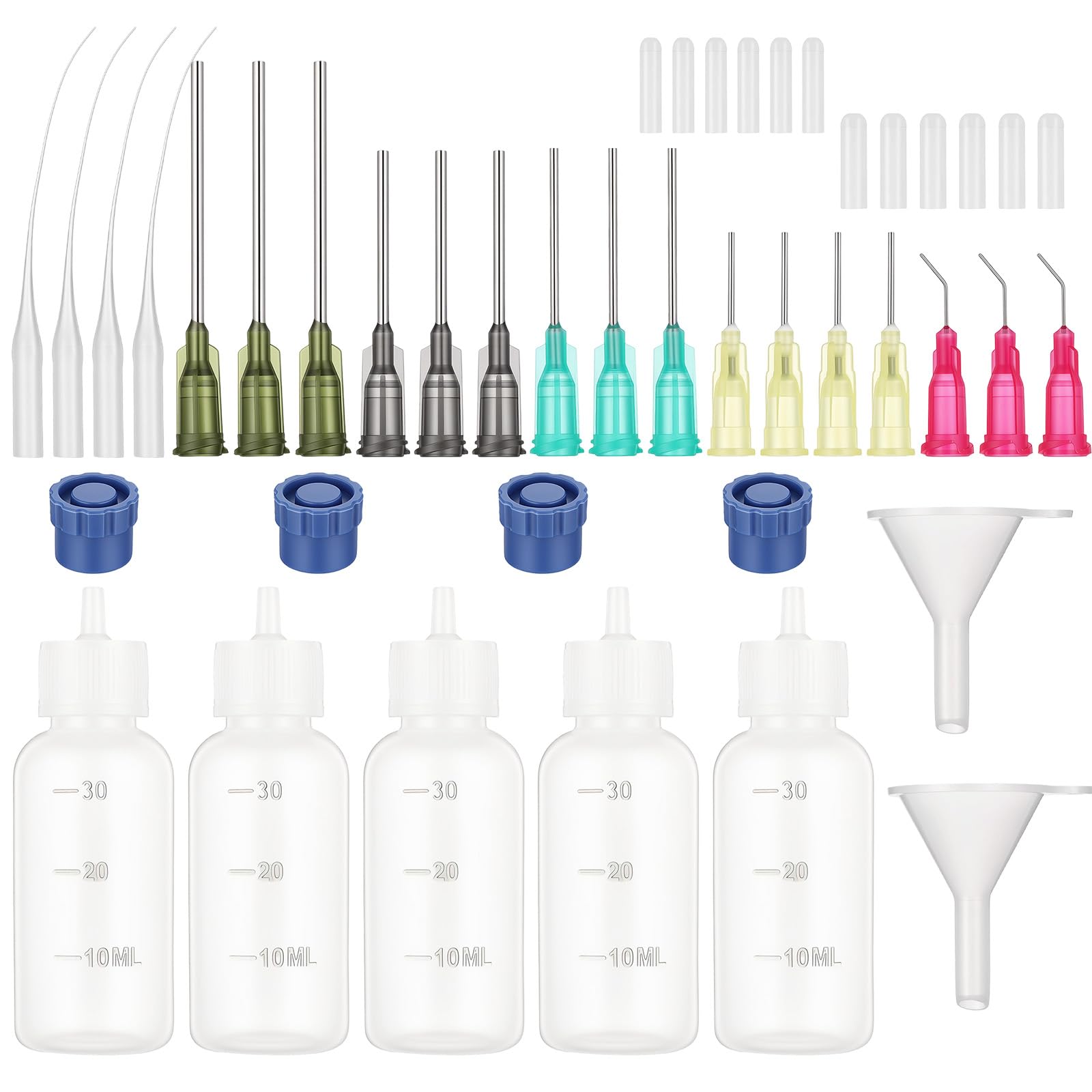 5 Stück Nadelflaschen Präzisionsspitzen Applikator Dosierflasche | Nadelspitze Applikator, mit Dispensing Nadeln und Kappen ,Leimflasche Leer DIY Handwerk, Klebstoffe Öl Tinte Acrylfarbe