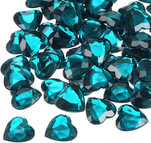 Miniatura 29 de MECCANIXITY 20 piezas de diamantes de imitación acrílicos de corazón de 0.98 pulgadas (0.984 in) con parte trasera plana, gemas de plástico
