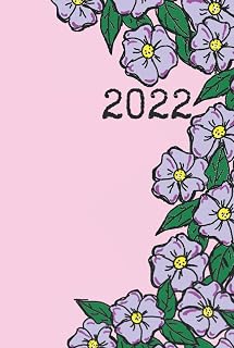 Daily Diary one page per day 2022: unique handmade floral design| pink | 6x9 | 368 pages |spaces for daily goals | meals and water trackers | notes | important events | contacts