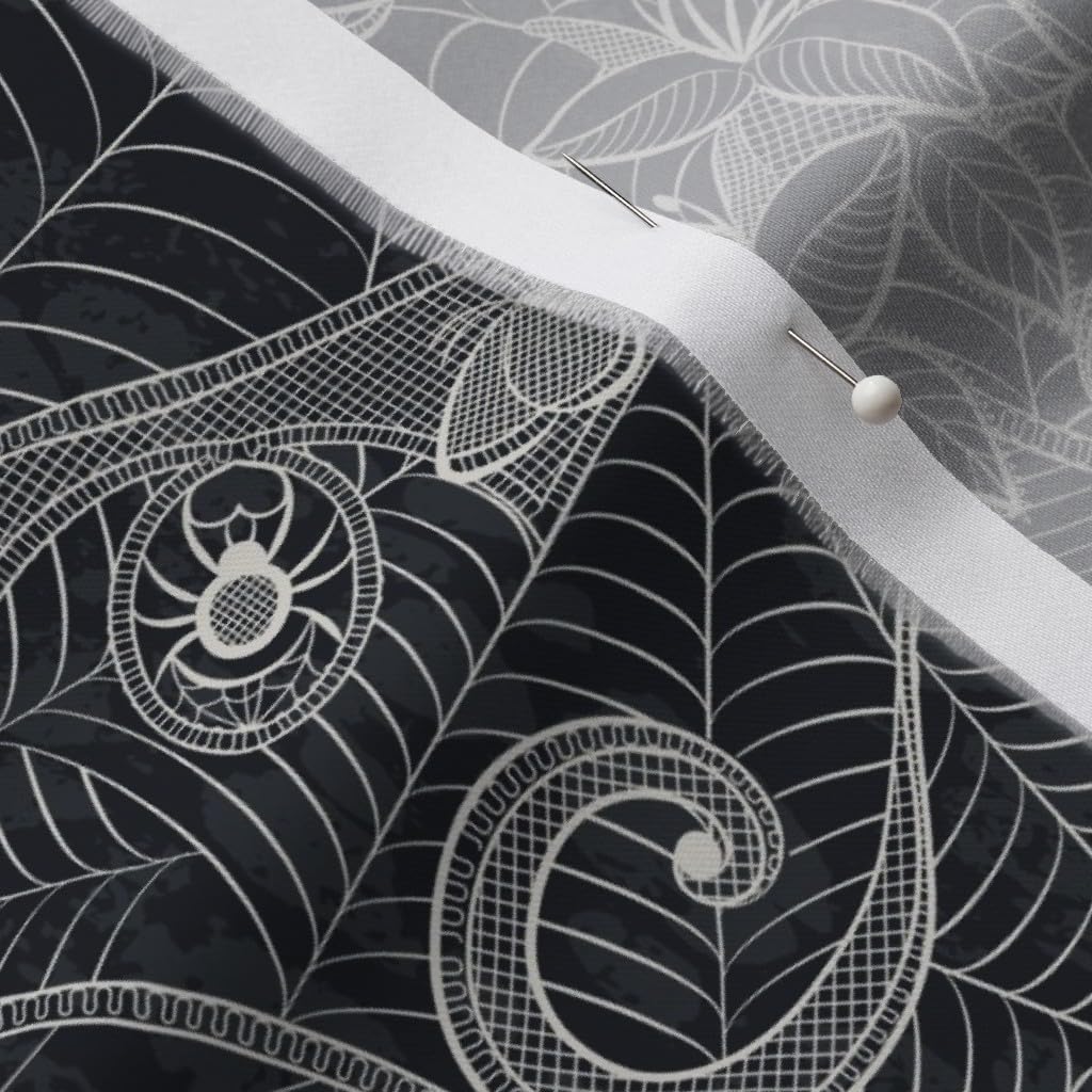 Spoonflower Fabric - Spiderweb Damask Halloween Cobwebs Gothic Spooky Autumn Fall Printed on Organic Cotton Sateen Fabric by The Yard - Sewing Quilting Apparel Home Decor