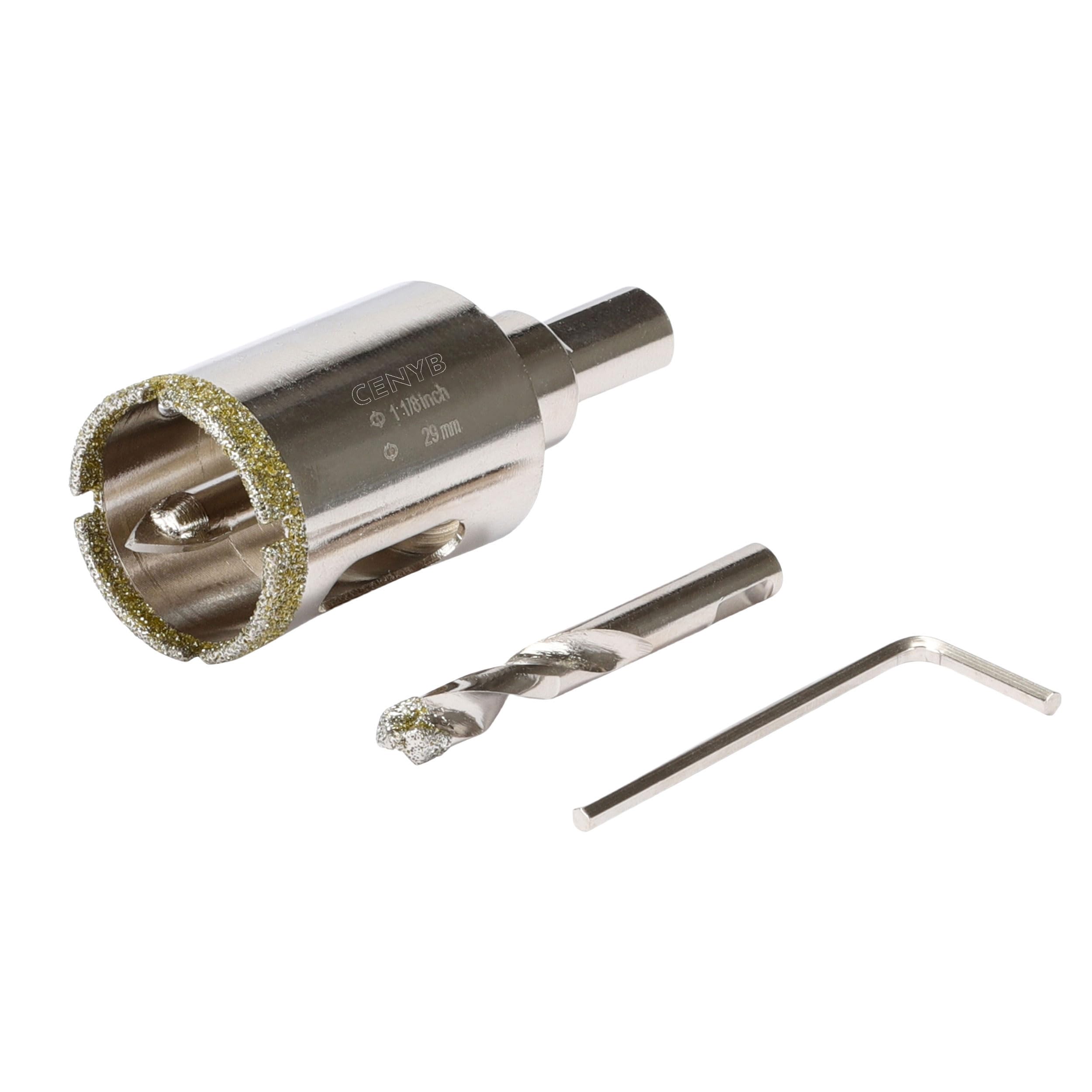 1-1/8 Inch 29mm Tile Hole Cutter Drill Bit Diamond Metal Hole Saw with Center Pilot Drill – Diamond-Coated for Marble, Granite, Ceramics, Porcelain Tiles, Glass — image 1