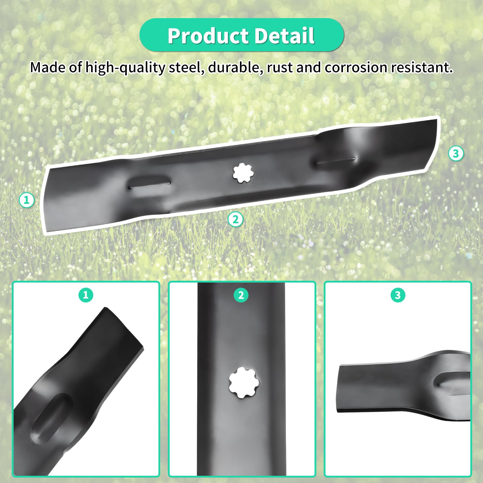 GY20852 Cuchillas de alta elevación para cubierta de 48 pulgadas, cuchillas de cortacésped GX21784 compatibles con John Deere D140 D150 D160 Z245 Z255 Z355E Z355, sustituye a GX21785,